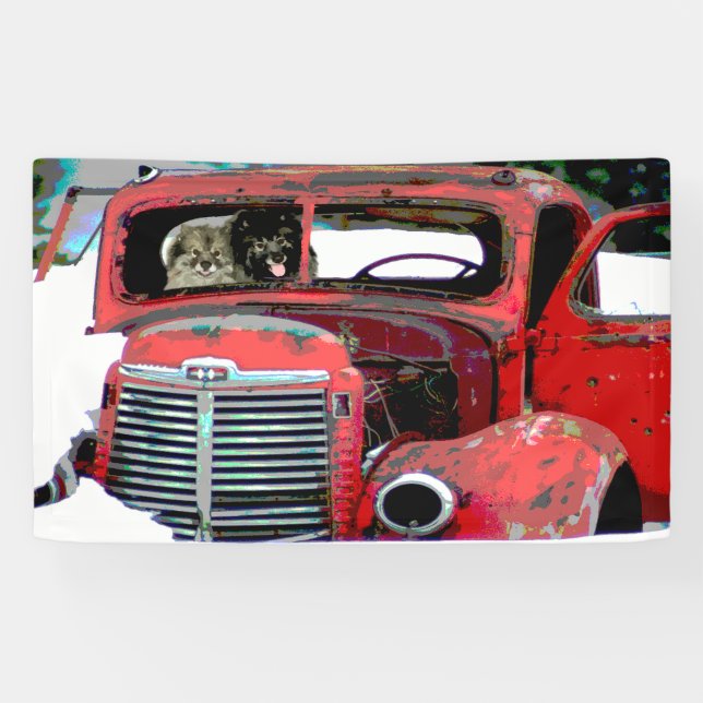 Lona Navidades de Keeshond Viejo Camión Pintando Arte D (Horizontal)