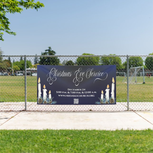 Lona Navidades de la Iglesia Eve QR Código Servicio de  (in situ)