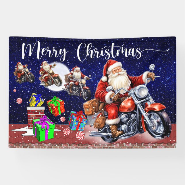 Lona Navidades de motocicleta en interiores o exteriore (Horizontal)