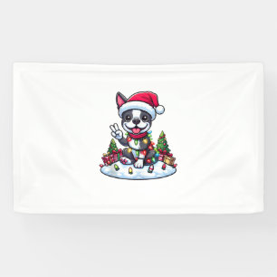 Lona Navidades de Peace Hand Boston Terrier iluminan a 