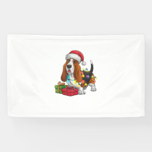 Lona Navidades de perras de Santa Hat Basset Hound