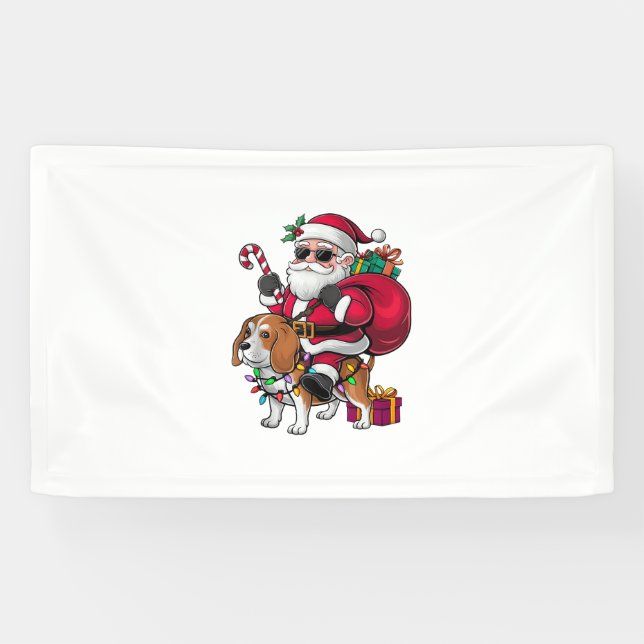 Lona Navidades de Perro Beagle de Santa Riding (Horizontal)
