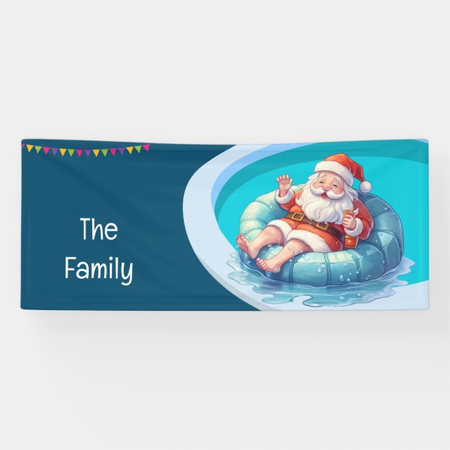 Lona Navidades de Santa Claus en julio afiche de Fiesta (Horizontal)