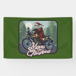 Lona Navidades de Santa Claus en motocicleta
