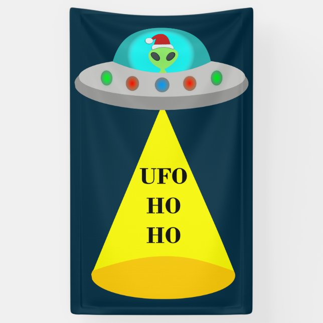 Lona Navidades de UFO Ho Ho Alien volador (Vertical)