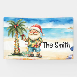 Lona Navidades de verano en la playa de Santa Claus en 