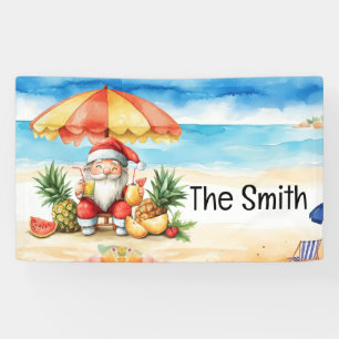 Lona Navidades de verano en la playa de Santa Claus en