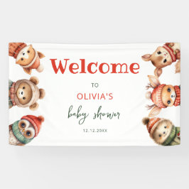 Lona Navidades de Woodland Animals Winter Baby Shower