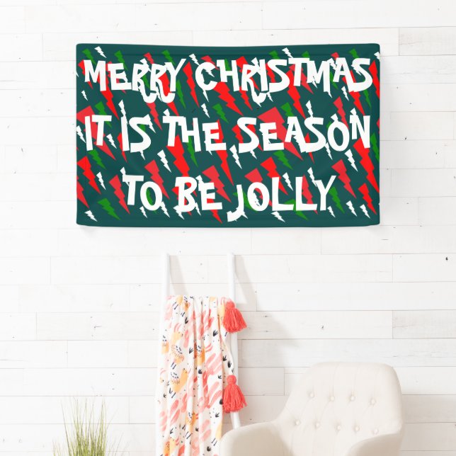 Lona Navidades diseñan blanco rojo verde con la palabra (In situ)