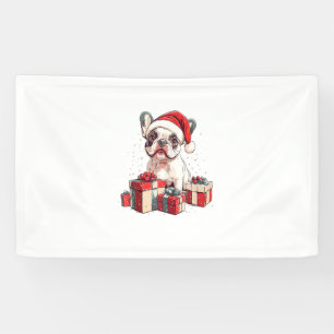 Lona Navidades divertidos de Santa Hat Frenchie