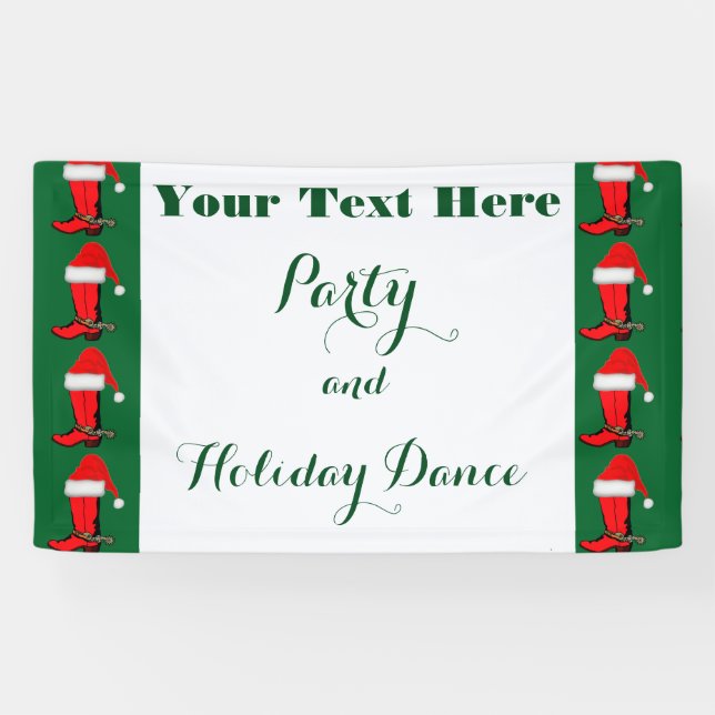 Lona Navidades Festejan Boots De Vaquero Y Santa Hat (Horizontal)