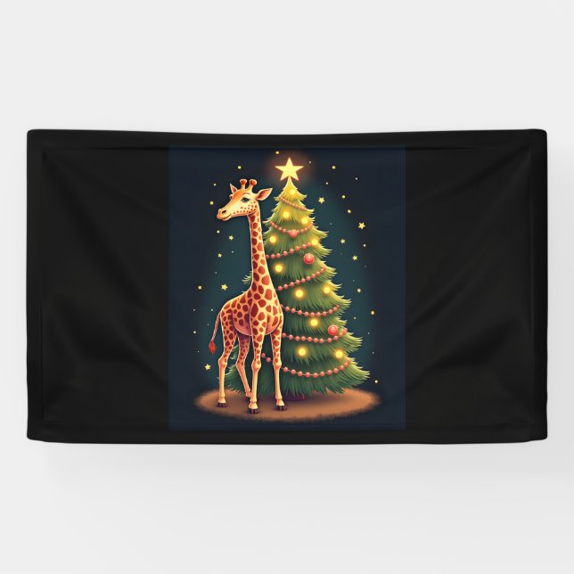 Lona Navidades Giraffe Árbol oficial Topper Funny Tall (Horizontal)