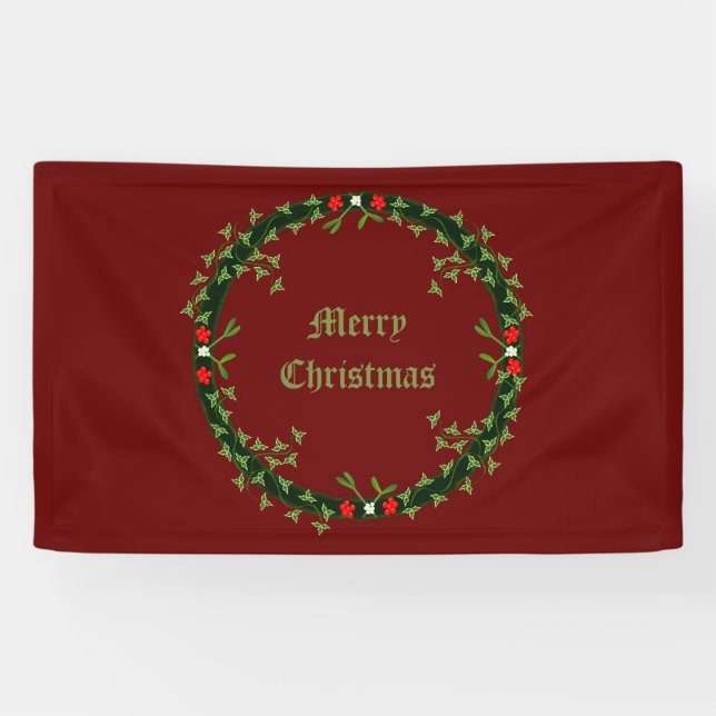 Lona Navidades góticos Personalizado Wreath (Horizontal)