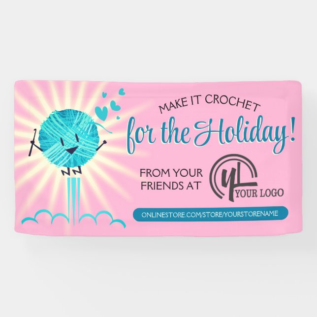 Lona Navidades hilados felices gancho de crochet artesa (Horizontal)