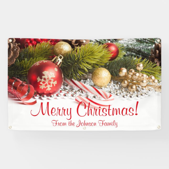 Lona Navidades personalizados Banner Candy Cane Ornamen (Horizontal)