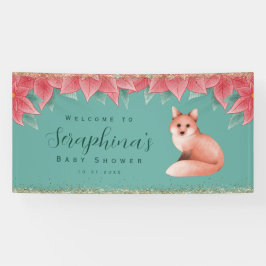 Lona Navidades Poinsettia Fox Gold Sparkles Baby Shower