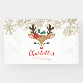 Lona Navidades Reindeer Cumpleaños Copos de nieve de or