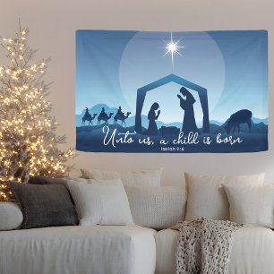 Lona Navidades religiosos Biblia versus Natividad Escen