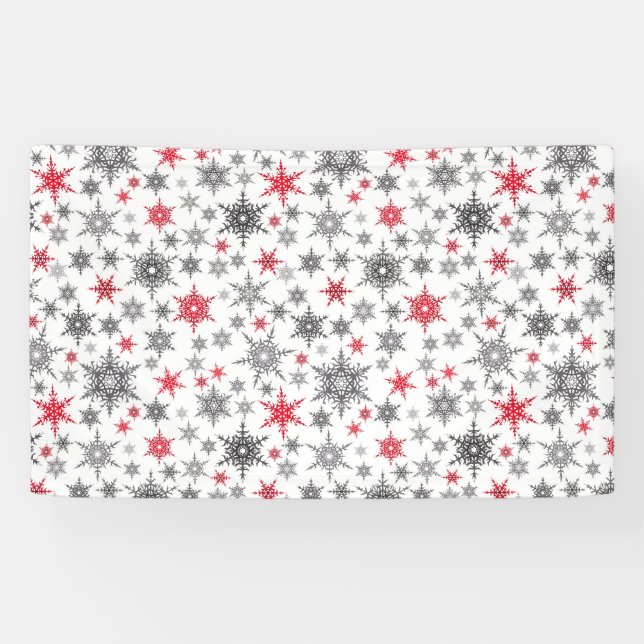 Lona Navidades, rojo, blanco, copos de nieve, invierno, (Horizontal)