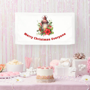 Lona Navidades rojos Lantern Poinsettia y Pine