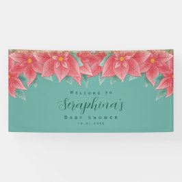 Lona Navidades rojos y verdes Poinsettia Baby Shower