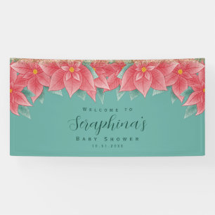 Lona Navidades rojos y verdes Poinsettia Baby Shower