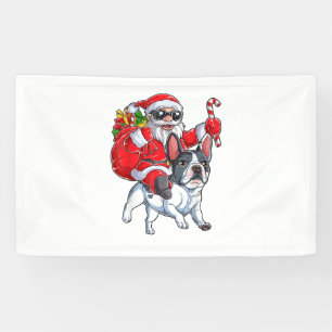 Lona Navidades Santa Claus viajando en Bulldog francés 
