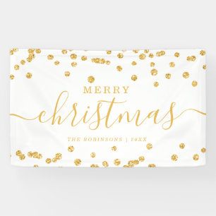 Lona Navidades sencillos de ORO Purpurina Blanco