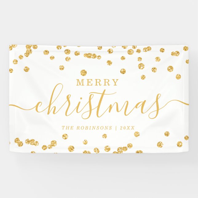 Lona Navidades sencillos de ORO Purpurina Blanco (Horizontal)