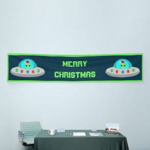 Lona Navidades UFO Ho Ho Alien Personalizado de platill