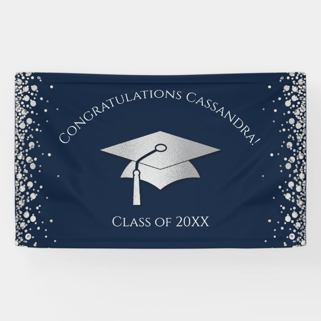 Lona Navy Blue and Silver Graduation (Horizontal)