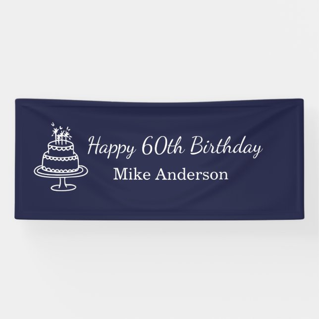 Lona Navy Blue and White Mens Birthday Party  (Horizontal)