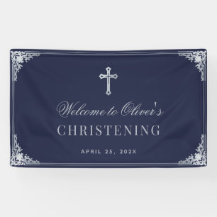 Lona Navy Blue Boy Christening Vintage Elegante Bautism