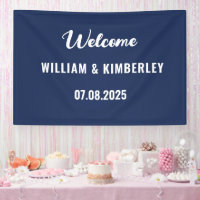 Navy Blue Simple Elegant Boda moderno
