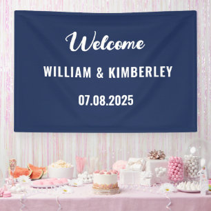 Lona Navy Blue Simple Elegant Boda moderno