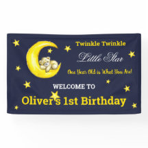 Navy Gold Twinkle Little Star Primer cumpleaños