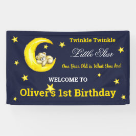 Lona Navy Gold Twinkle Little Star Primer cumpleaños