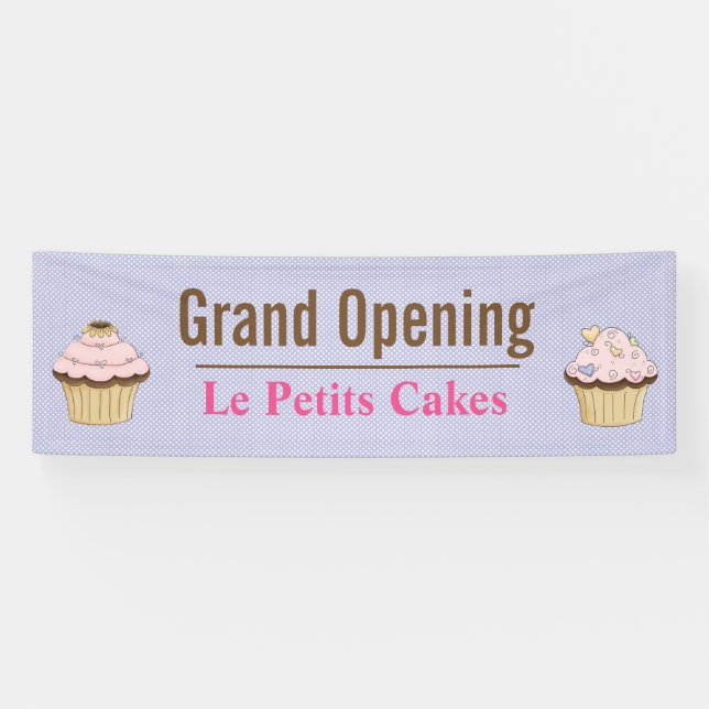 Lona Negocio de Cupcake de Lunares Banner Personalizado (Horizontal)