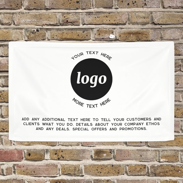 Lona Negocio de Logotipo y Texto Simple (Logo with custom text promotional business banner)