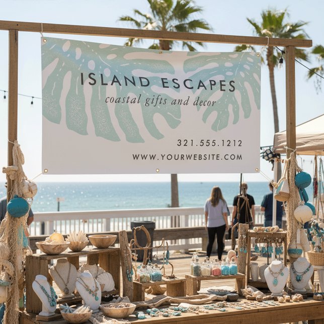 Lona Negocios tropicales de hojas de monstera botánica (Subido por el creador)