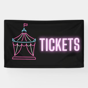 Lona Neon Circus Tent Tickets Indoor Vinyl Rótulo