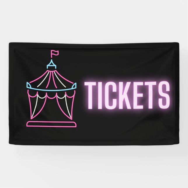 Lona Neon Circus Tent Tickets Indoor Vinyl Rótulo (Horizontal)