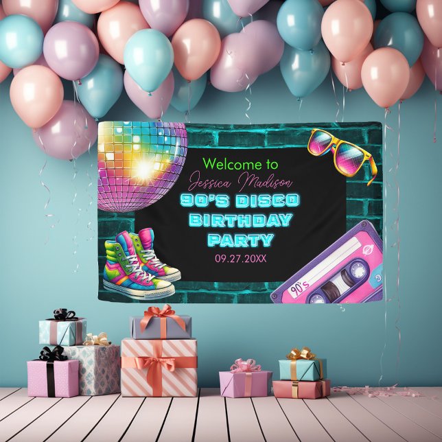Lona Neon Disco Birthday de los 90 (Subido por el creador)