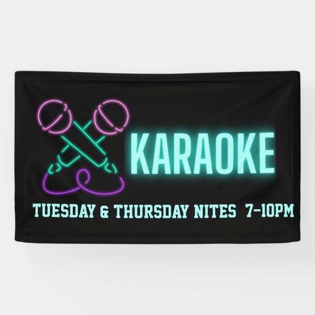 Lona Neon Karaoke Mics y un cartel de Personalizado de  (Horizontal)