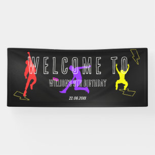 Lona Neon Let's Jump Kids 9º Cumpleaños Bienvenida