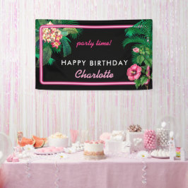 Lona Neon Pink Tropical Botanicals Birday Party