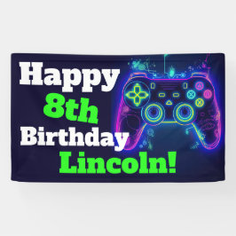 Lona Neon Video Gamer Arcade Gaming Happy Birday