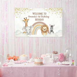 Lona Neutral Safari Animals 1st Birthday Welcome Banner