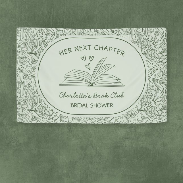 Lona Next Chapter Book Club Green Bridal Shower (Next Chapter Book Club Green Bridal Shower Banner)