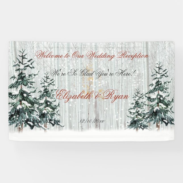Lona Nieve de las estrellas de los árboles de la Boda i (Horizontal)